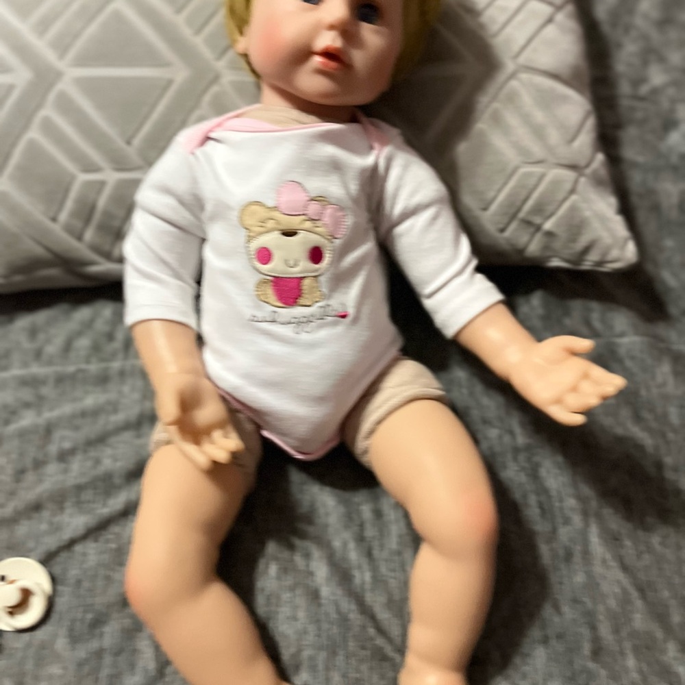 Reborn Adorable Baby Doll with White and Pink Outfit